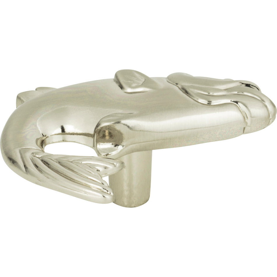 Atlas 2204-BRN: 2-1/4" Nautical Fish Cabinet Knob - Brushed Nickel