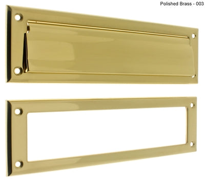 IDH Brass 22120-3NL: 13" Magazine & Letter Mail Slot w/Open Back Plate - Polished Brass No Lacquer