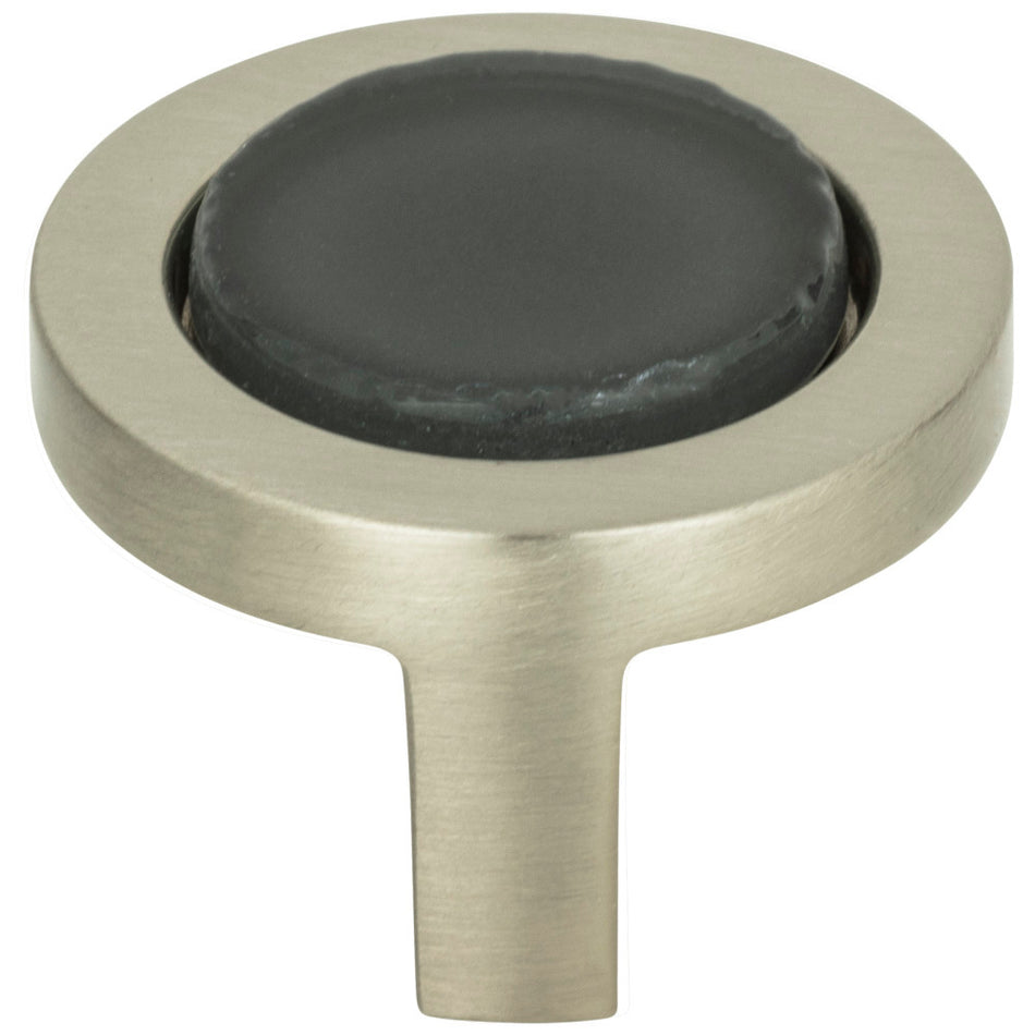 Atlas 229-BLK-BRN: 1-1/4" Spa Round Cabinet Knob - Black/Brushed Nickel