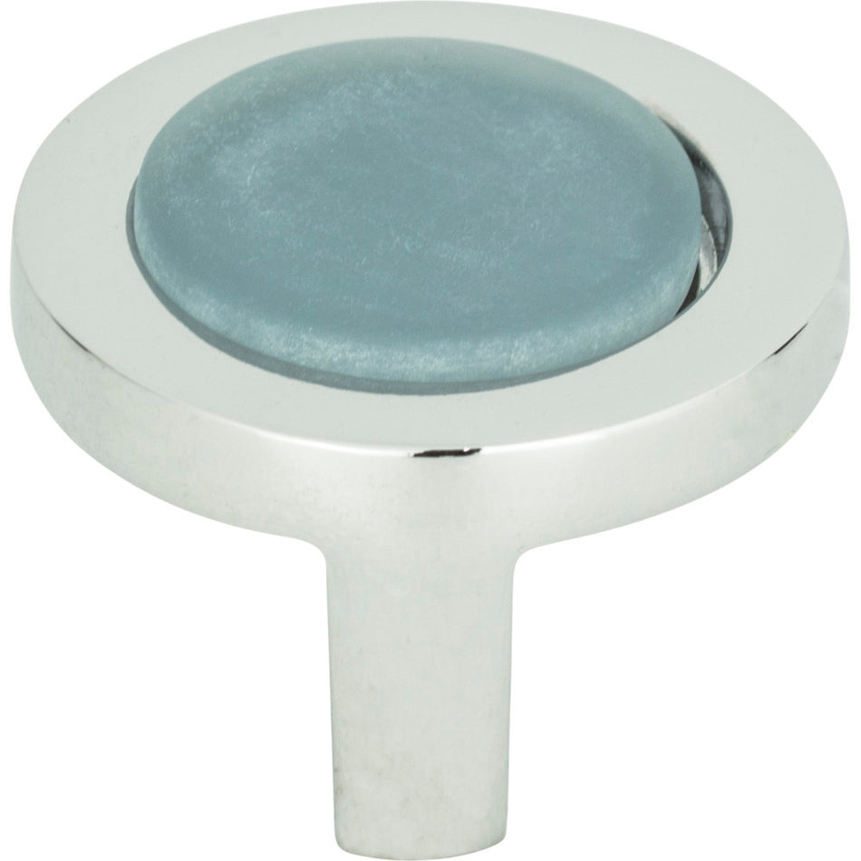 Atlas 229-BLU-CH: 1-1/4" Spa Round Cabinet Knob - Blue/Polished Chrome