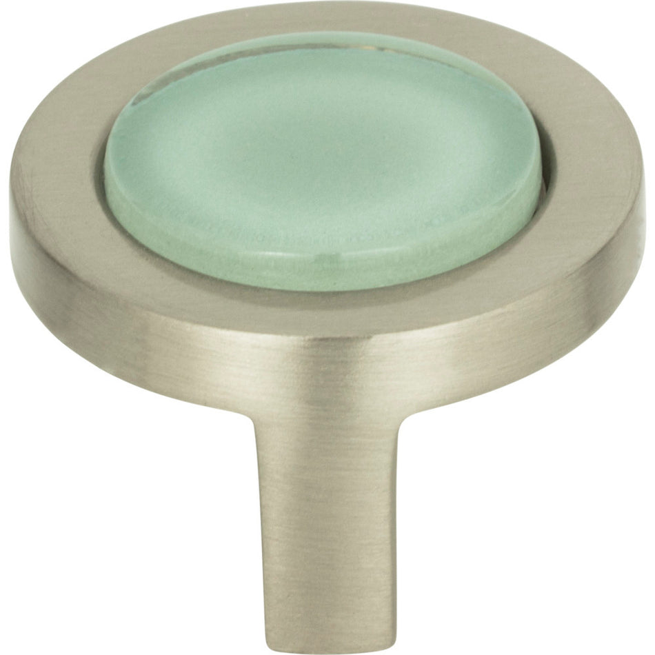 Atlas 229-GR-BRN: 1-1/4" Spa Round Cabinet Knob - Green/Brushed Nickel