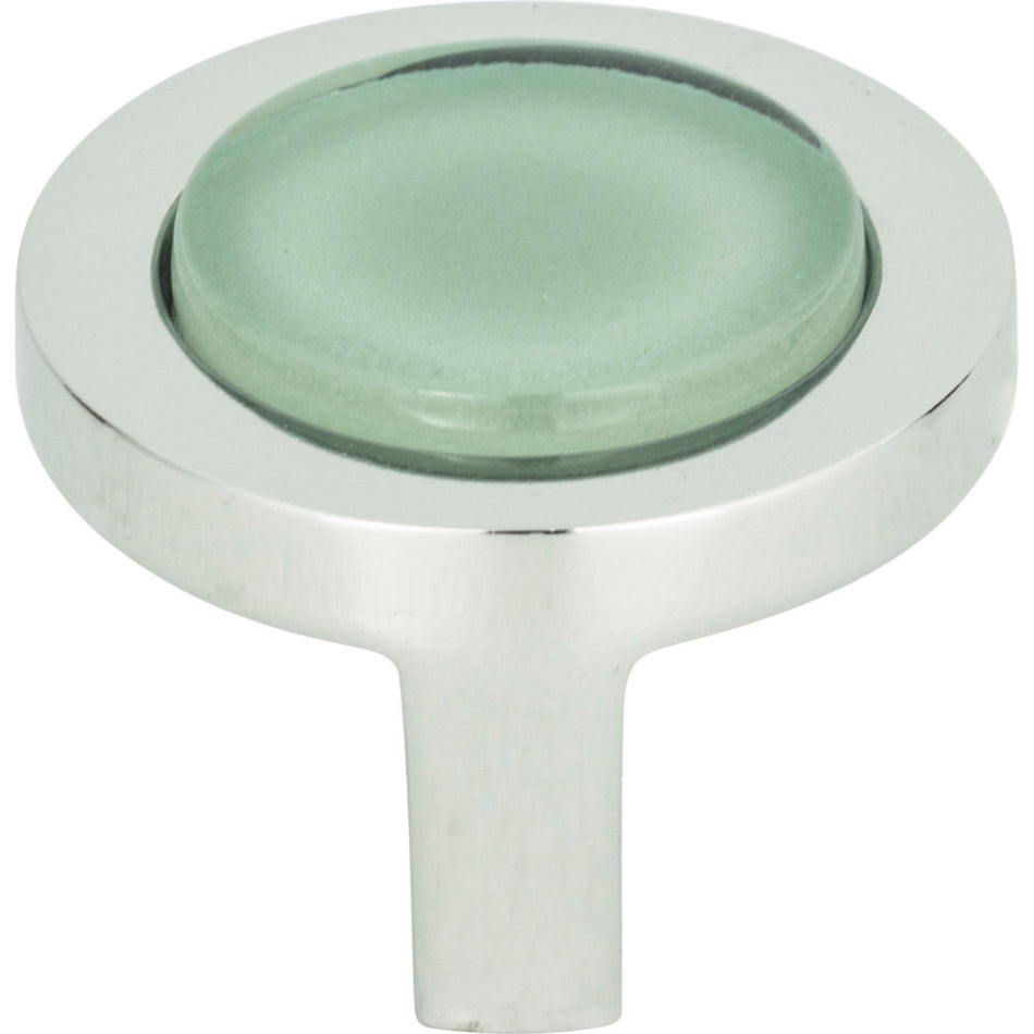 Atlas 229-GR-CH: 1-1/4" Spa Round Cabinet Knob - Green/Polished Chrome