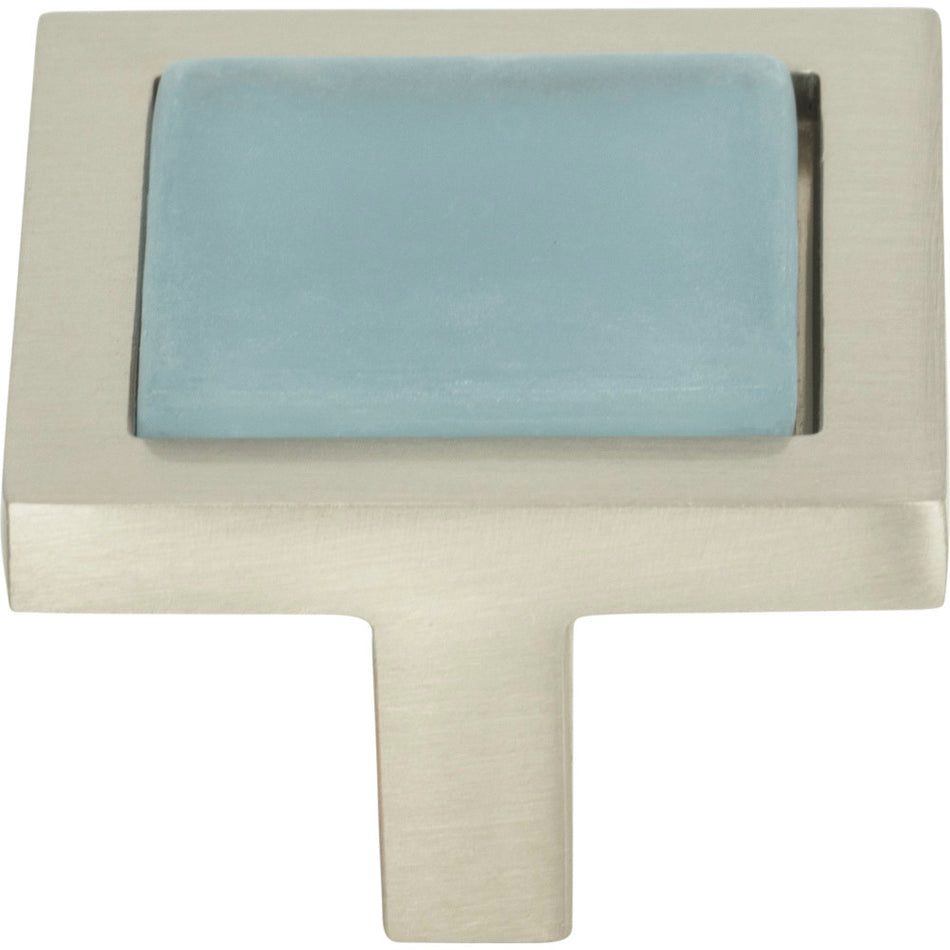 Atlas 230-BLU-BRN: 1-3/8" Spa Square Cabinet Knob - Blue/Brushed Nickel