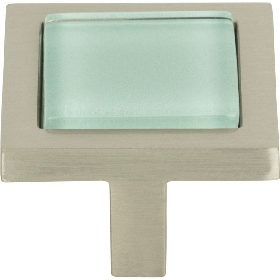 Atlas 230-GR-BRN: 1-3/8" Spa Square Cabinet Knob - Green/Brushed Nickel