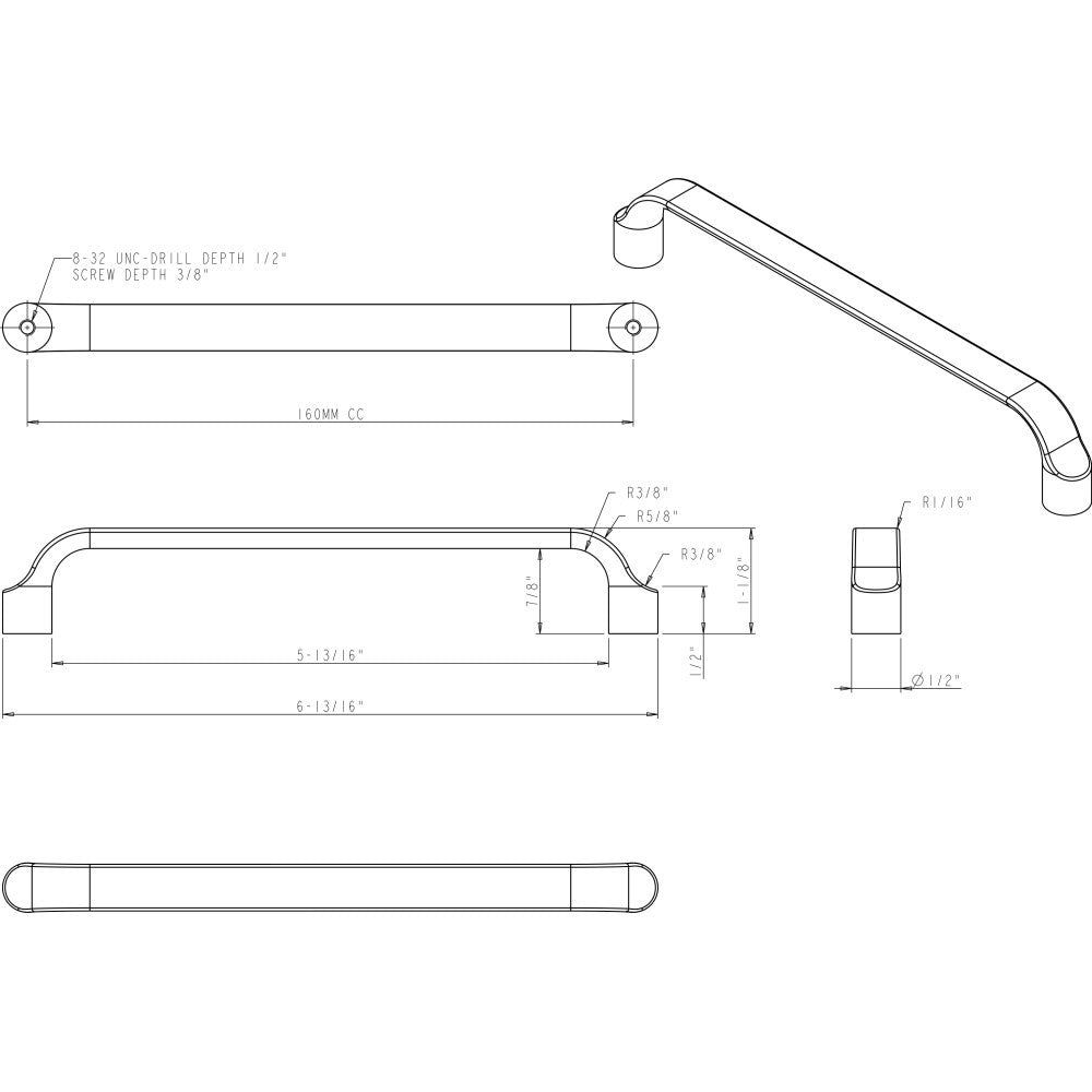 Elements 239-160BC: 160 mm cc Brenton Flat Bar Cabinet Pull - Brushed Chrome
