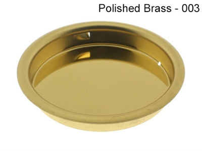IDH Brass 25420-3NL: 2-1/2" Round Flush Sliding Door Pull - Polished Brass No Lacquer