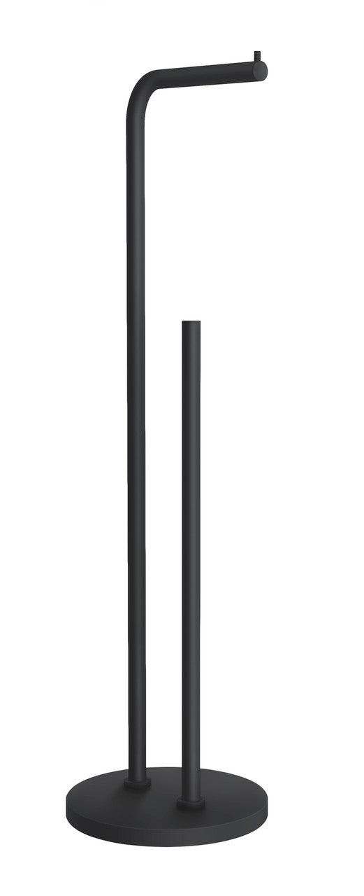 Smedbo BB1230: Beslagsboden Freestanding Toilet Paper Holder w/Spare Holder - Matte Black