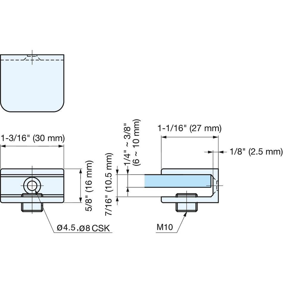 Sugatsune 2880ZN5: 30mm Glass Shelf Support - Chrome