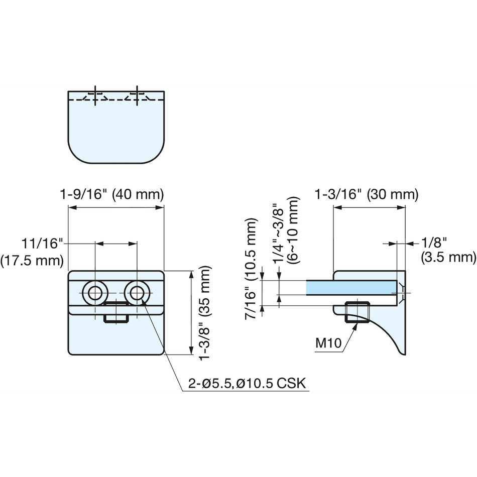 Sugatsune 2885ZN5: 40mm Glass Shelf Support - Polished Chrome