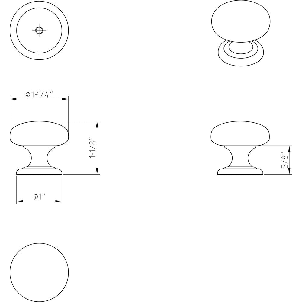 Elements 2980SN: 1-1/4" Florence Round Cabinet Knob - Satin Nickel