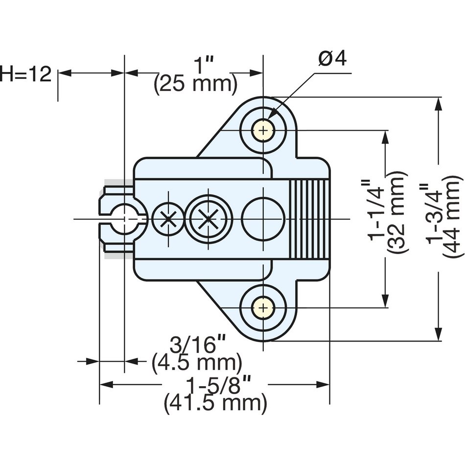 Sugatsune 304B-P4A/32: Mounting Plate for Concealed Cabinet Hinge