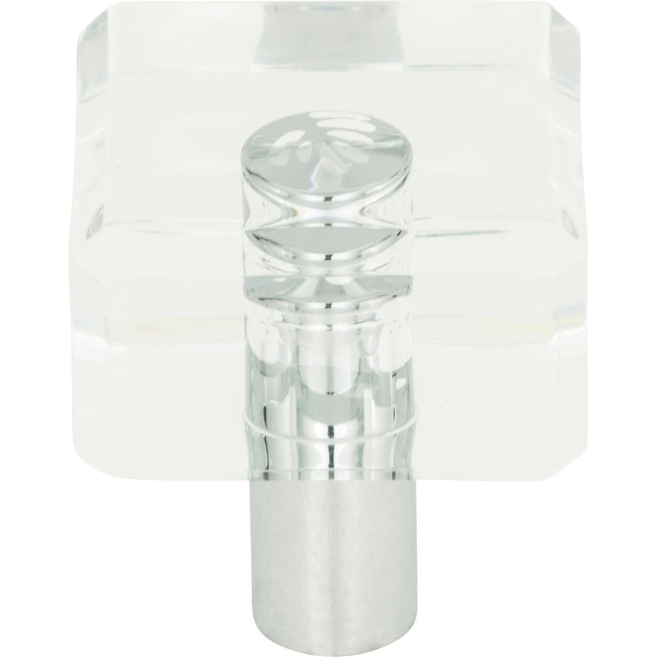 Atlas 3145-CH: 1-1/4" Optimism Square Cabinet Knob - Clear Lucite/Polished Chrome