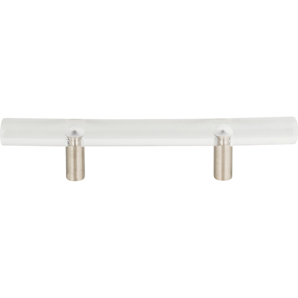 Atlas 3147-BRN: 3" cc Optimism Rail Cabinet Pull - Clear Lucite/Brushed Nickel