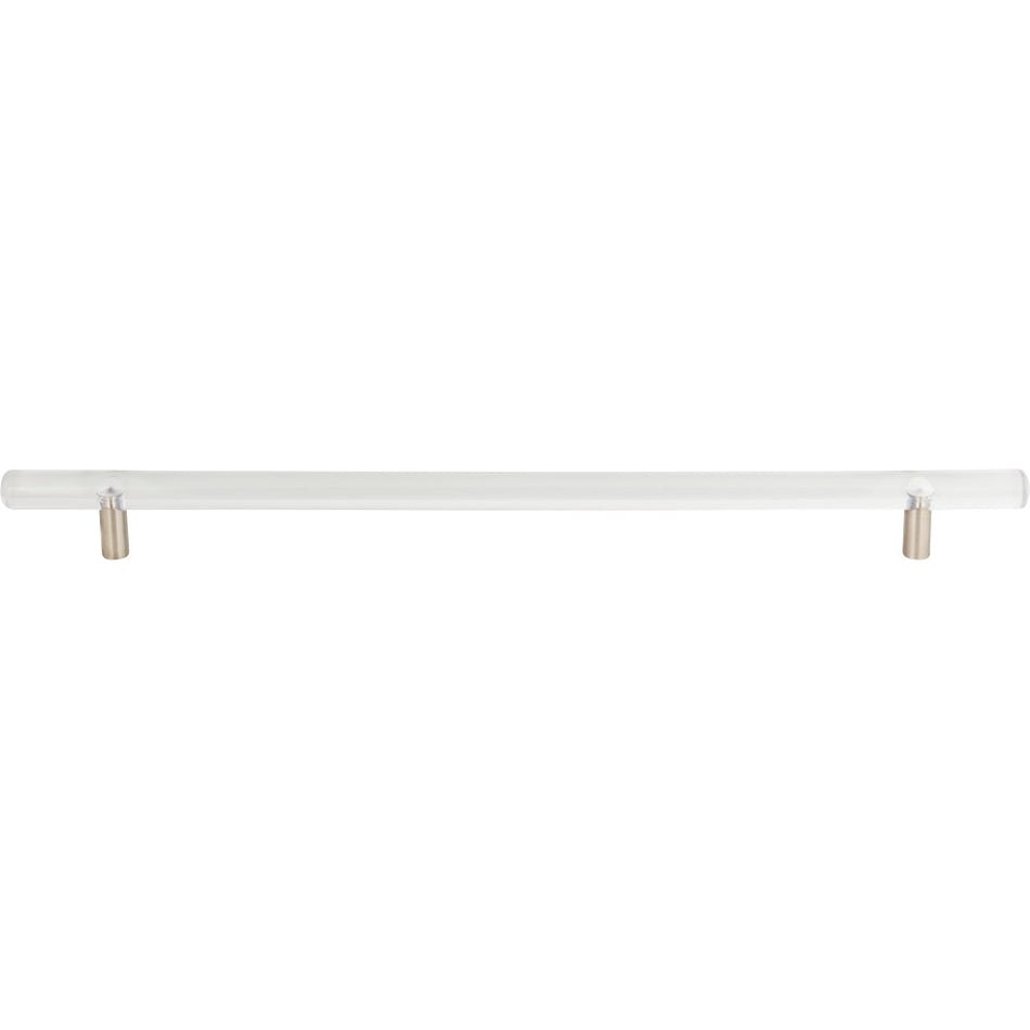 Atlas 3148-BRN: 11-5/16" cc Optimism Rail Cabinet Pull - Clear Lucite/Brushed Nickel