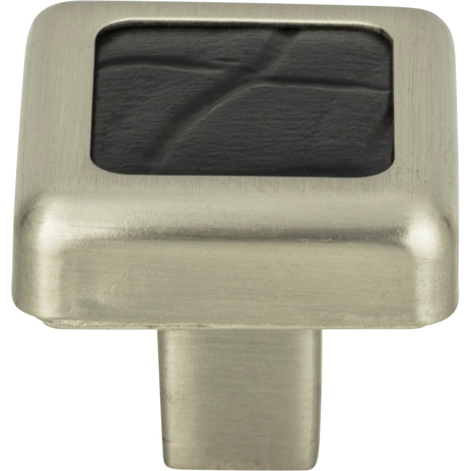 Atlas 3149-BN-CRC: 1-1/4" Paradigm Square Knob - Brush Nickel/Black Croc Leather