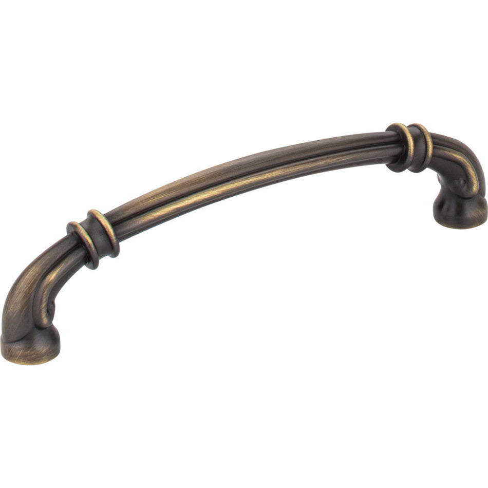 Jeffrey Alexander 317-128ABSB: 128mm cc Lafayette D-Handle Cabinet Pull - Antique Brushed Satin Brass