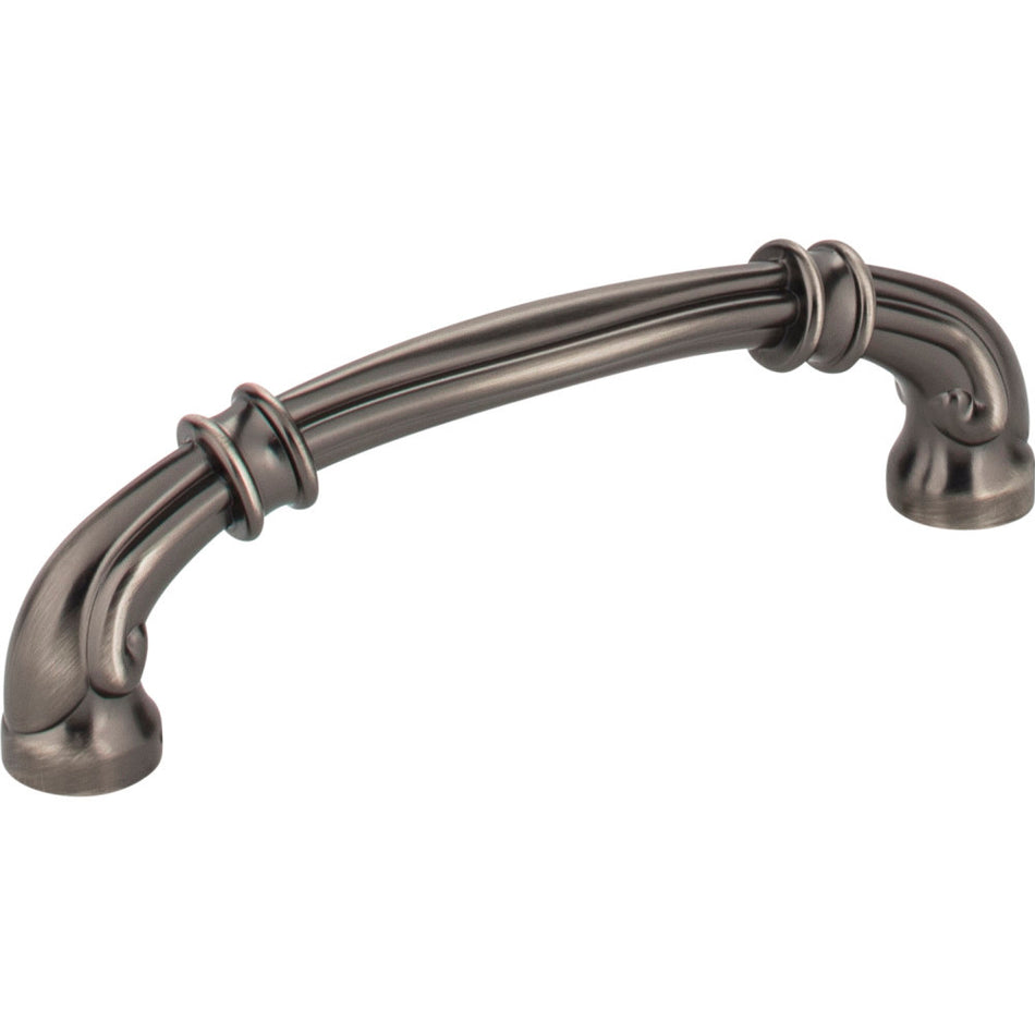 Jeffrey Alexander 317-96BNBDL: 96mm cc Lafayette D-Handle Cabinet Pull - Brushed Pewter