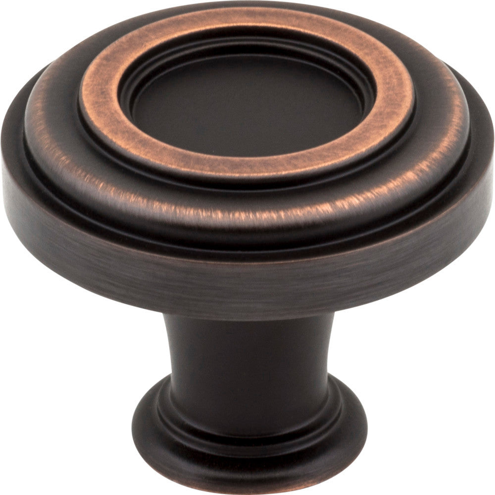 Jeffrey Alexander 317DBAC: 1-3/8" Lafayette Round Cabinet Knob - Brushed Oil Rubbed Bronze