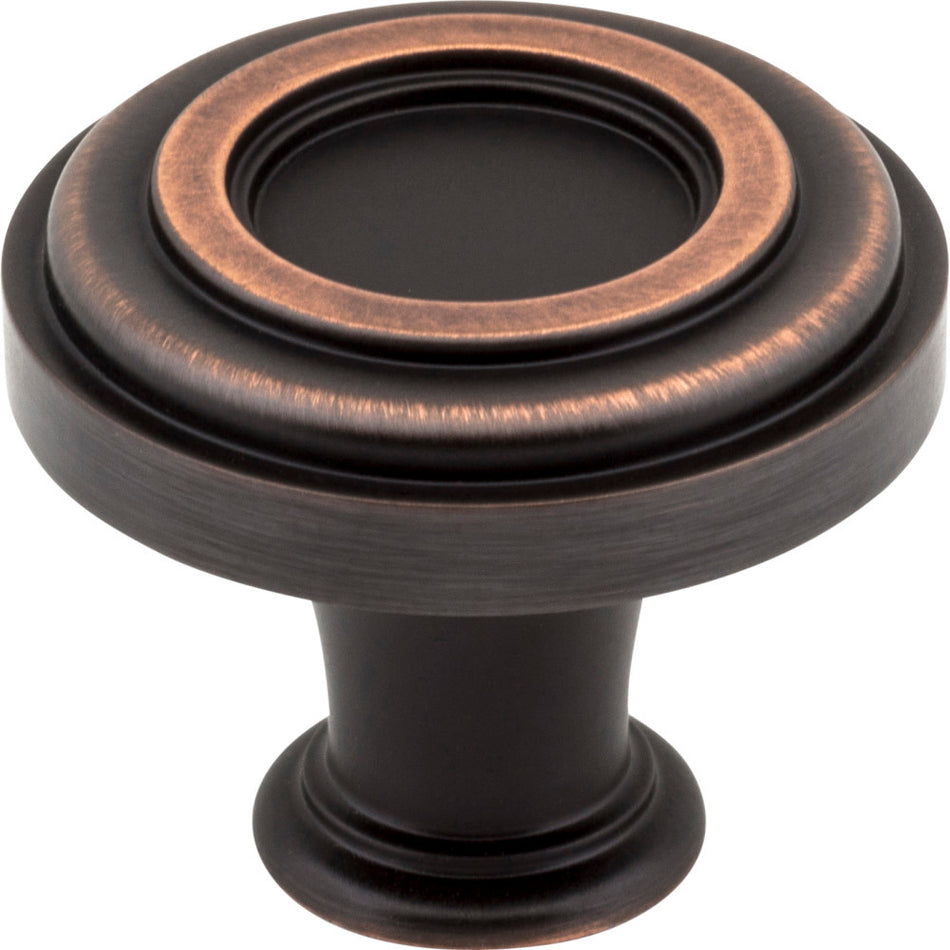 Jeffrey Alexander 317DBAC: 1-3/8" Lafayette Round Cabinet Knob - Brushed Oil Rubbed Bronze