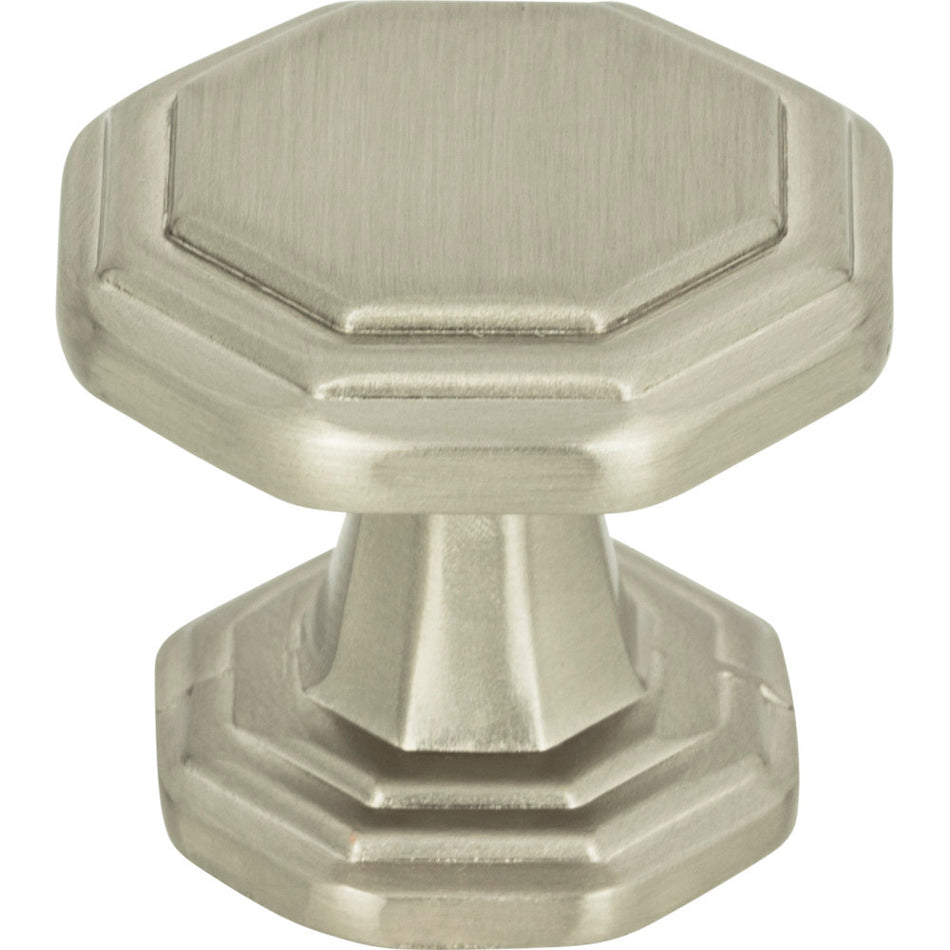 Atlas 319-BRN: 1-1/4" Dickinson Octagon Cabinet Knob - Brushed Nickel