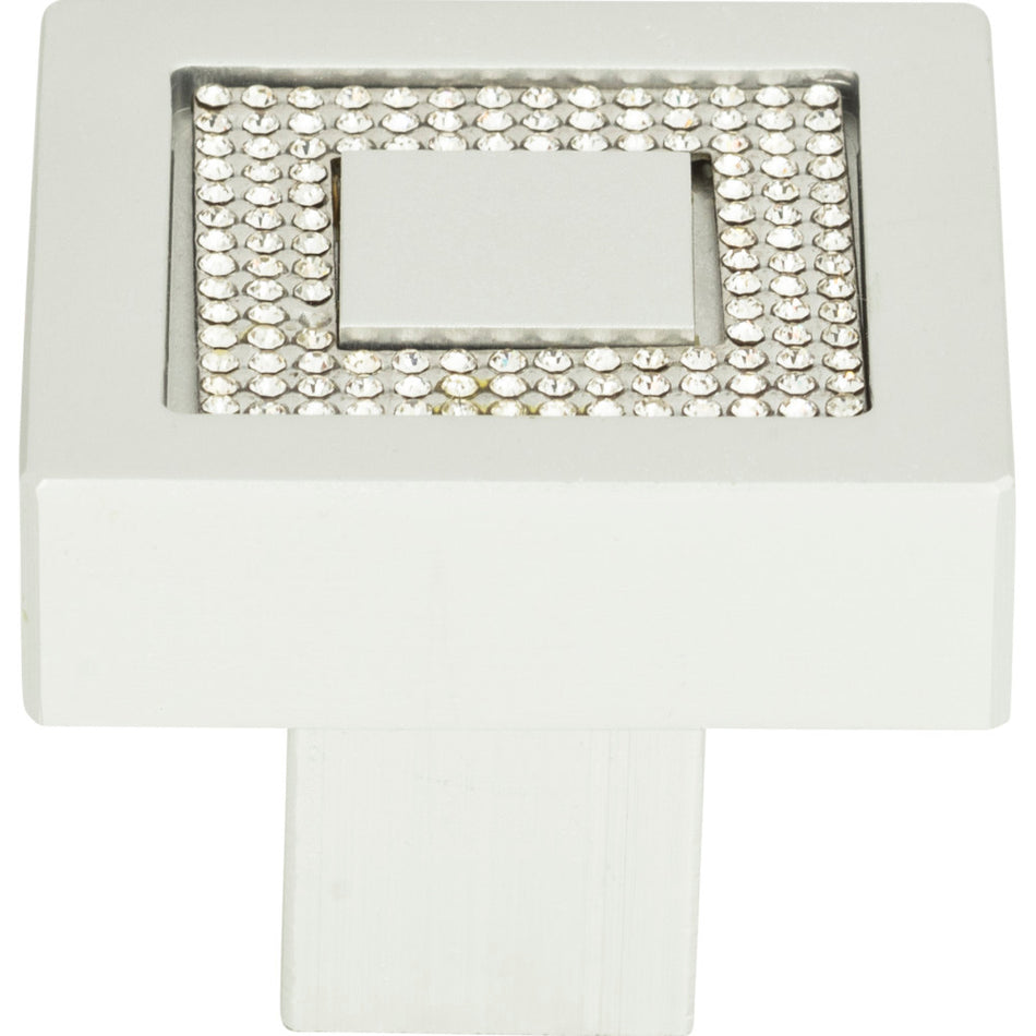 Atlas 3192-MC: 1-3/8" Crystal Square Inset Cabinet Knob - Matte Chrome