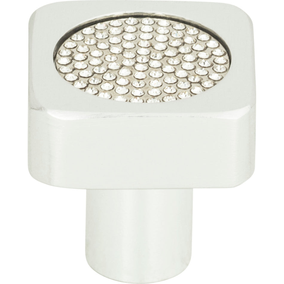 Atlas 3193-MC: 1" Crystal Square Inset Cabinet Knob - Matte Chrome
