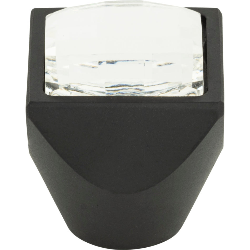 Atlas 3196-BL: 1" Crystal Square Cabinet Knob - Matte Black