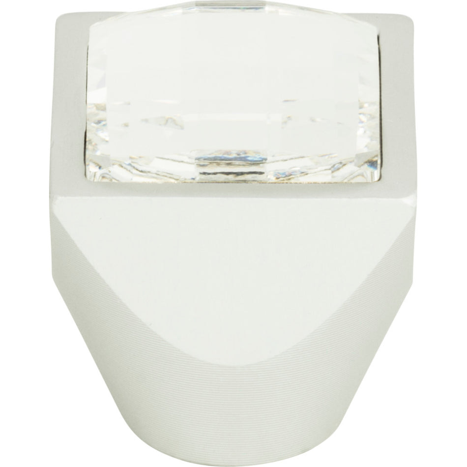 Atlas 3196-MC: 1" Crystal Square Cabinet Knob - Matte Chrome