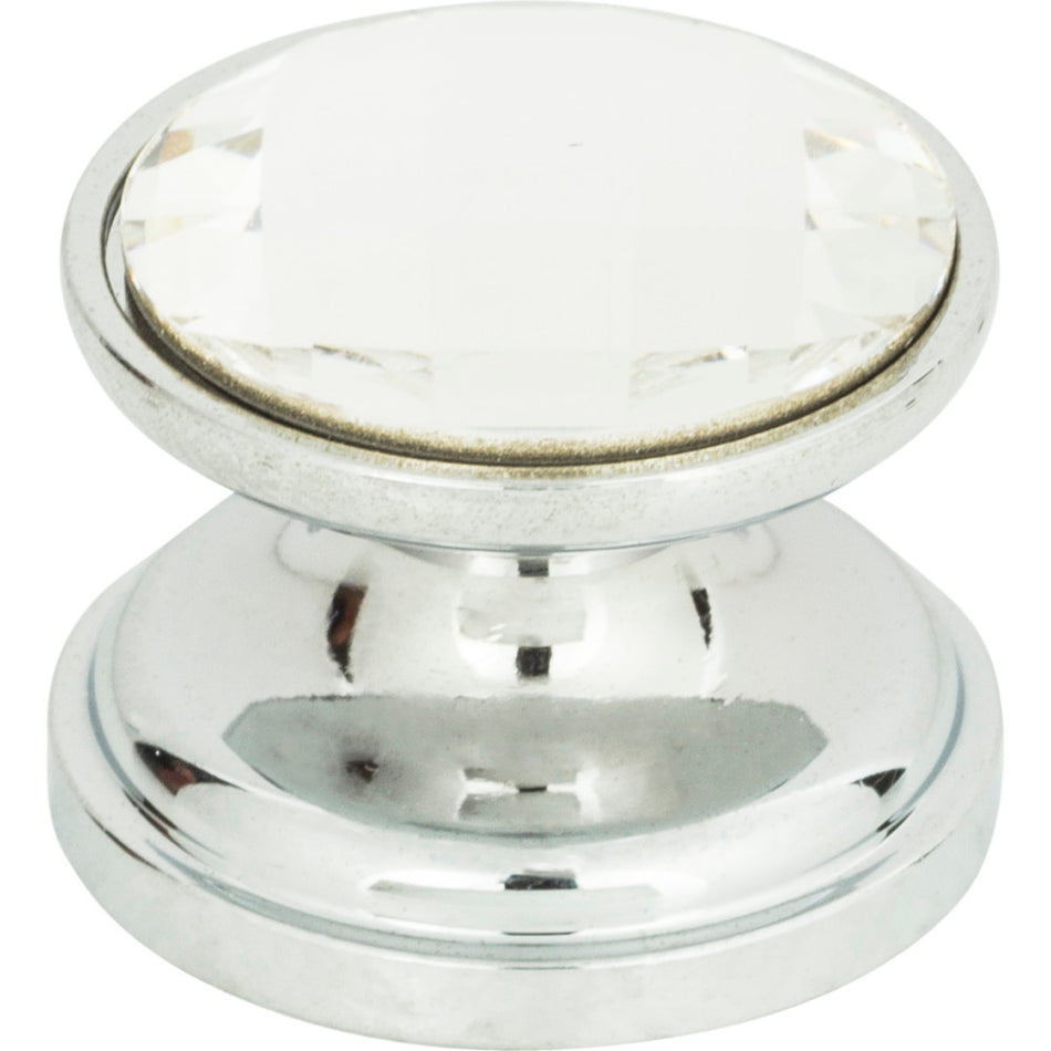 Atlas 3197-CH: 7/8" Crystal Round Cabinet Knob - Polished Chrome