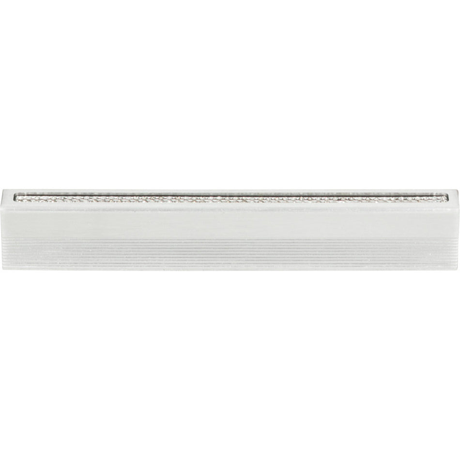 Atlas 3200-MC: 3-3/4" cc Crystal Inset Thin Bar Cabinet Pull - Matte Chrome