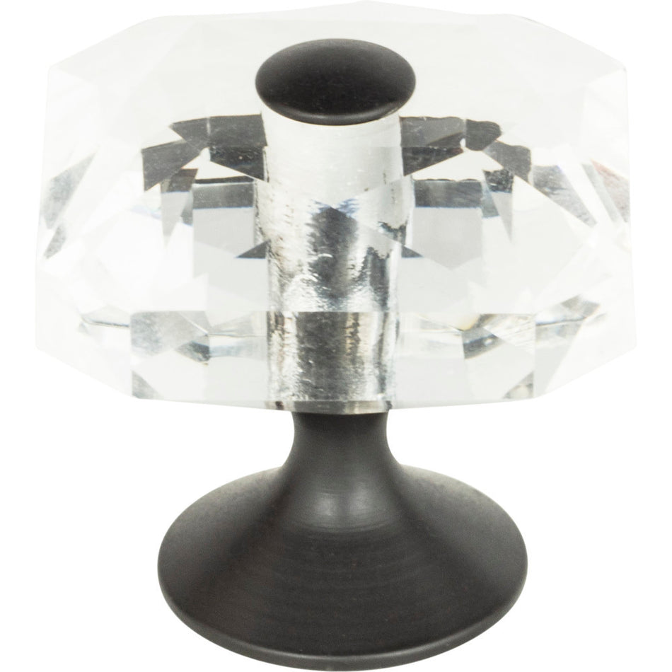 Atlas 3209-BL: 1-1/2" Crystal Square Cabinet Knob - Matte Black