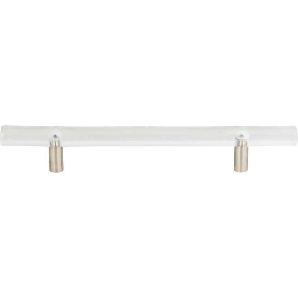 Atlas 3229-BRN: 5-1/16" cc Optimism Rail Cabinet Pull - Clear Lucite/Brushed Nickel