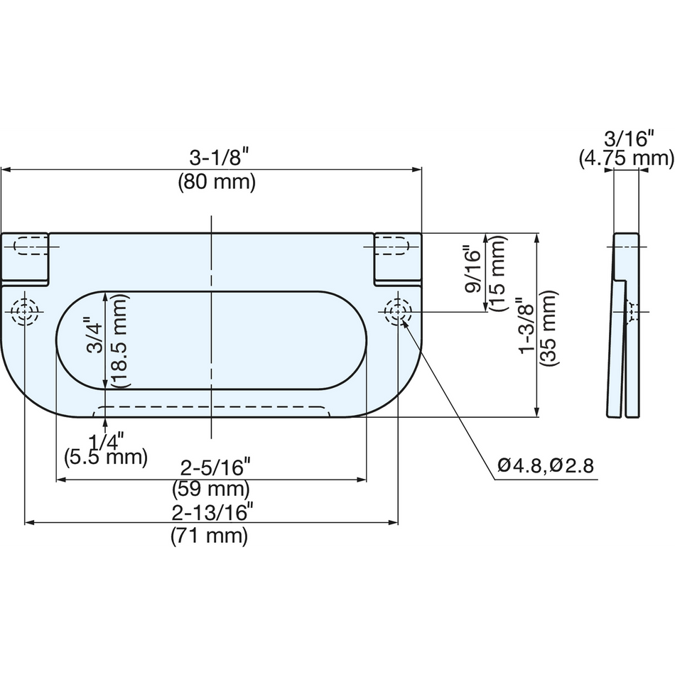 Sugatsune 3261500-SN: 80mm Folding Ring Pull - Satin Nickel
