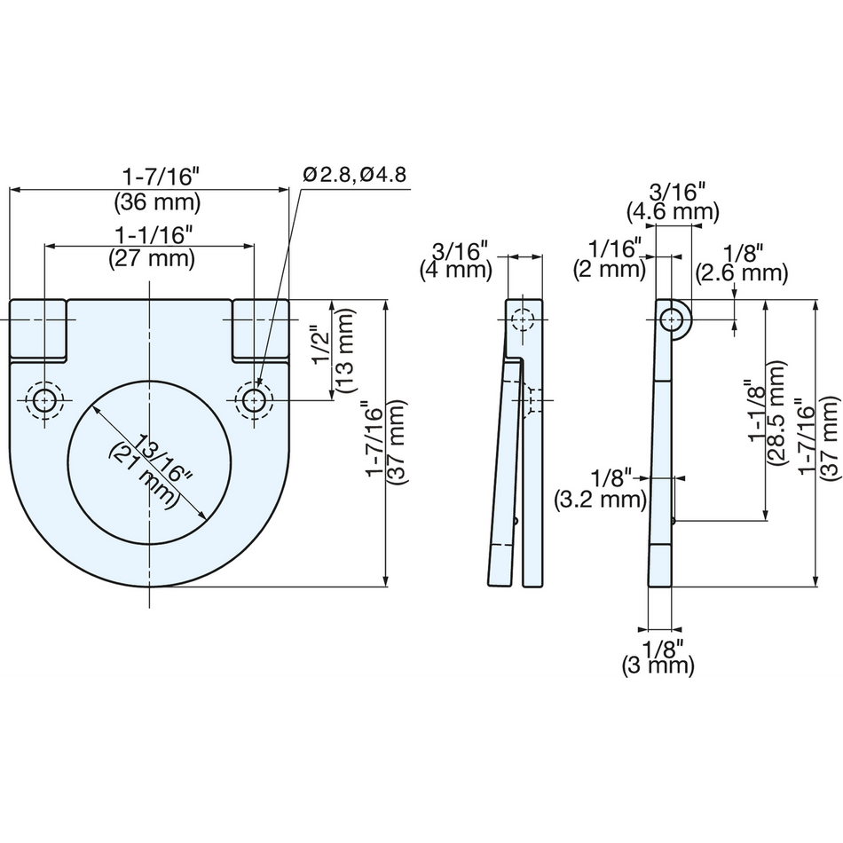 Sugatsune 3262200-SN: 36mm Folding Ring Pull - Satin Nickel