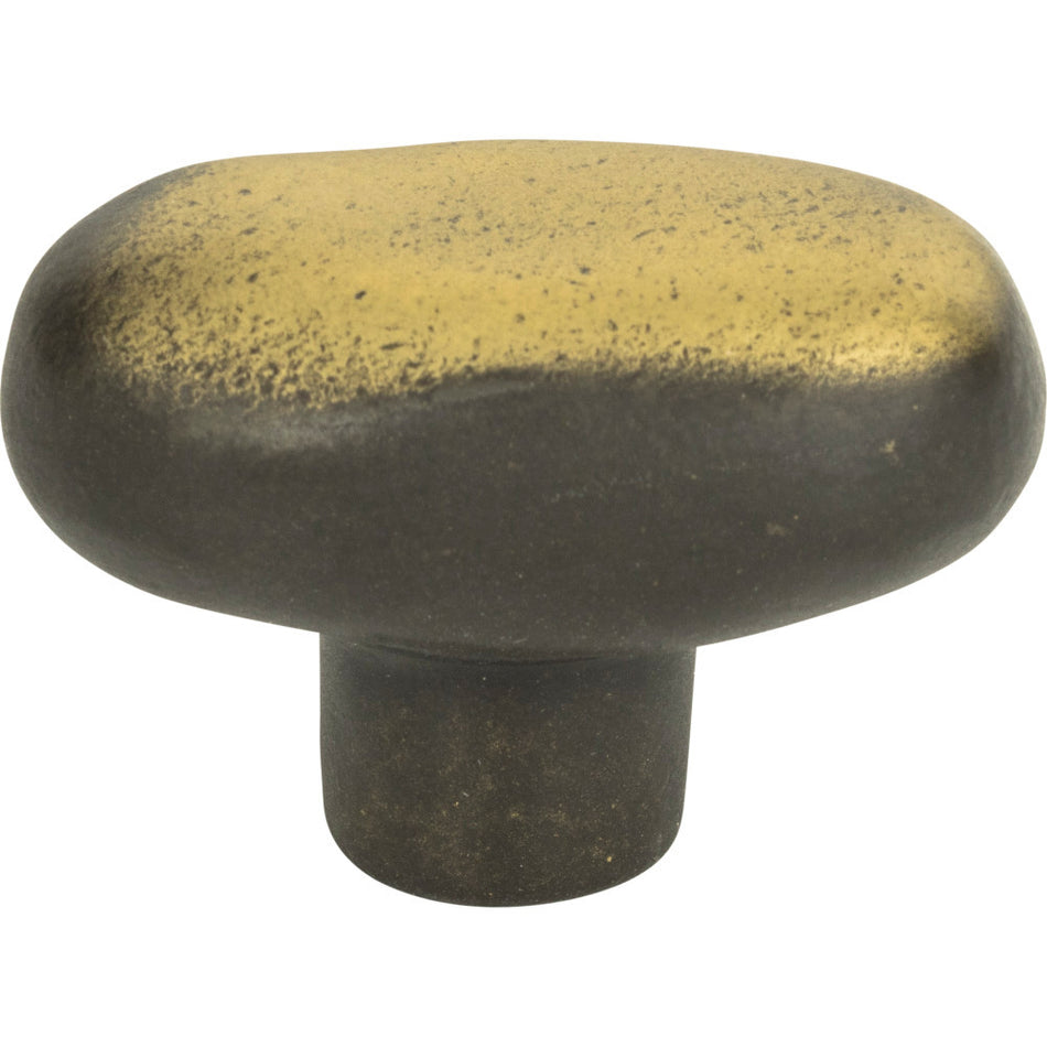 Atlas 332-ABZ: 1-11/16" Distressed Oval Cabinet Knob - Antique Bronze