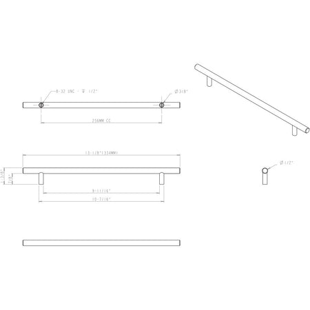 Elements 334SS: 256 mm cc Naples Round Bar Cabinet Pull - Stainless Steel