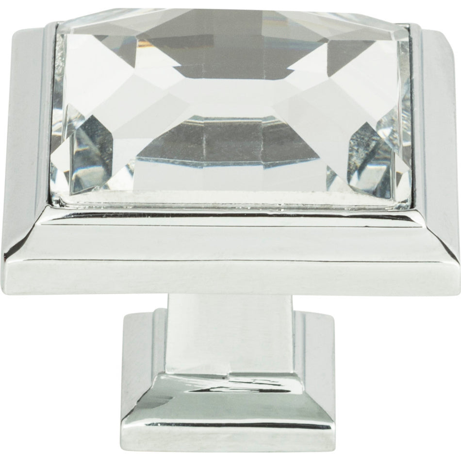 Atlas 340-CH: 1-5/16" Legacy Crystal Square Cabinet Knob - Polished Chrome