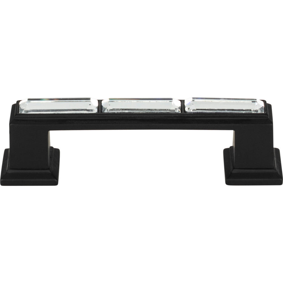 Atlas 341-BL: 3" cc Legacy Crystal Cabinet Pull - Matte Black