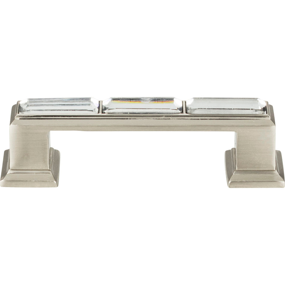 Atlas 341-BRN: 3" cc Legacy Crystal Cabinet Pull - Brushed Nickel