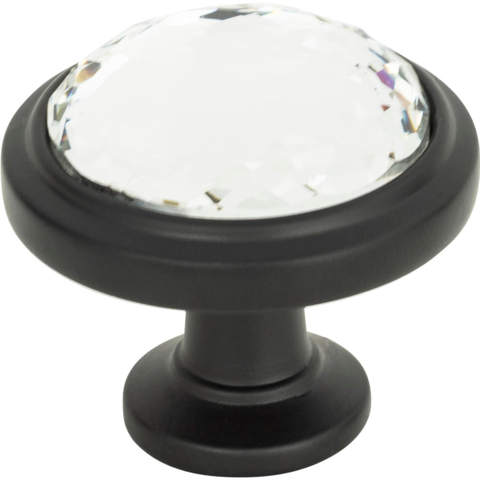 Atlas 343-BL: 1-5/16" Legacy Crystal Round Cabinet Knob - Matte Black