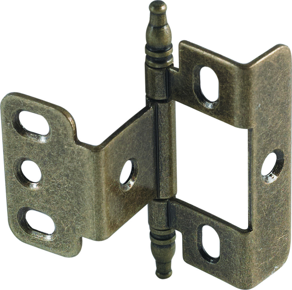 Hafele 351.86.100: Non-Mortise Full Wrap Full Wrap Cabinet Hinge w/Minaret Finial - Antique Brass