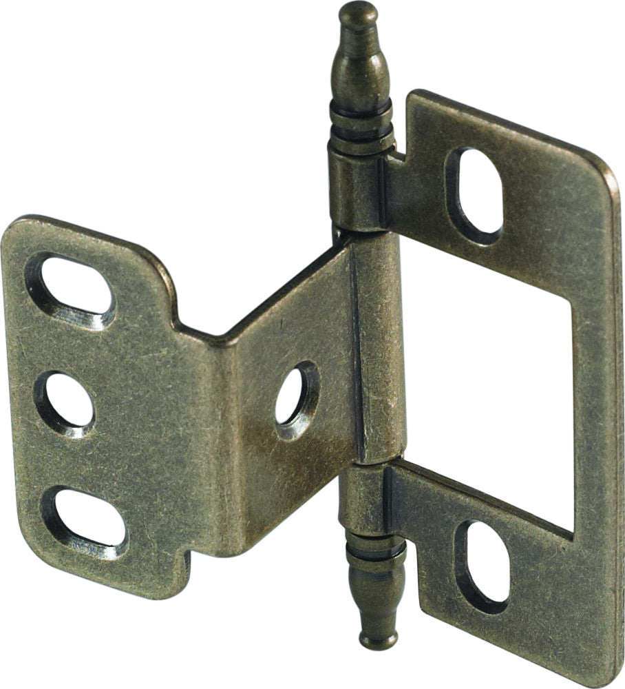 Hafele 351.86.120: Non-Mortise Partial Wrap Partial Wrap Cabinet Hinge w/Minaret Finial - Antique Brass