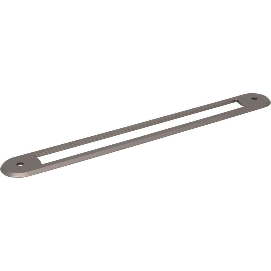 Top Knobs TK3359AG: 18" cc Brockwell Oval Backplate - Ash Gray