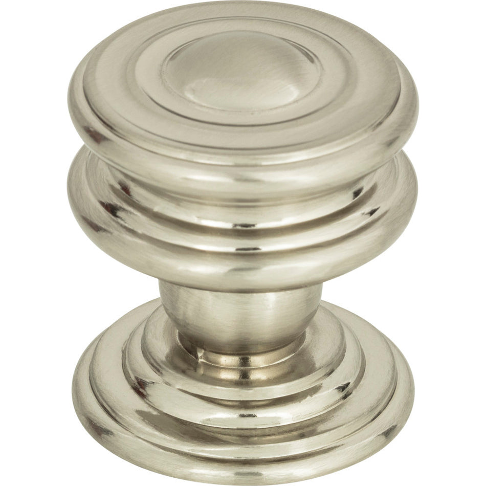 Atlas 376-BRN: 1-1/4" Campaign Round Cabinet Knob - Brushed Nickel