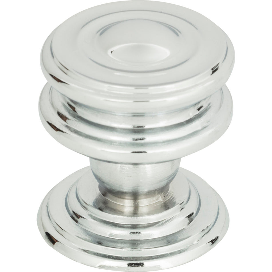 Atlas 376-CH: 1-1/4" Campaign Round Cabinet Knob - Polished Chrome