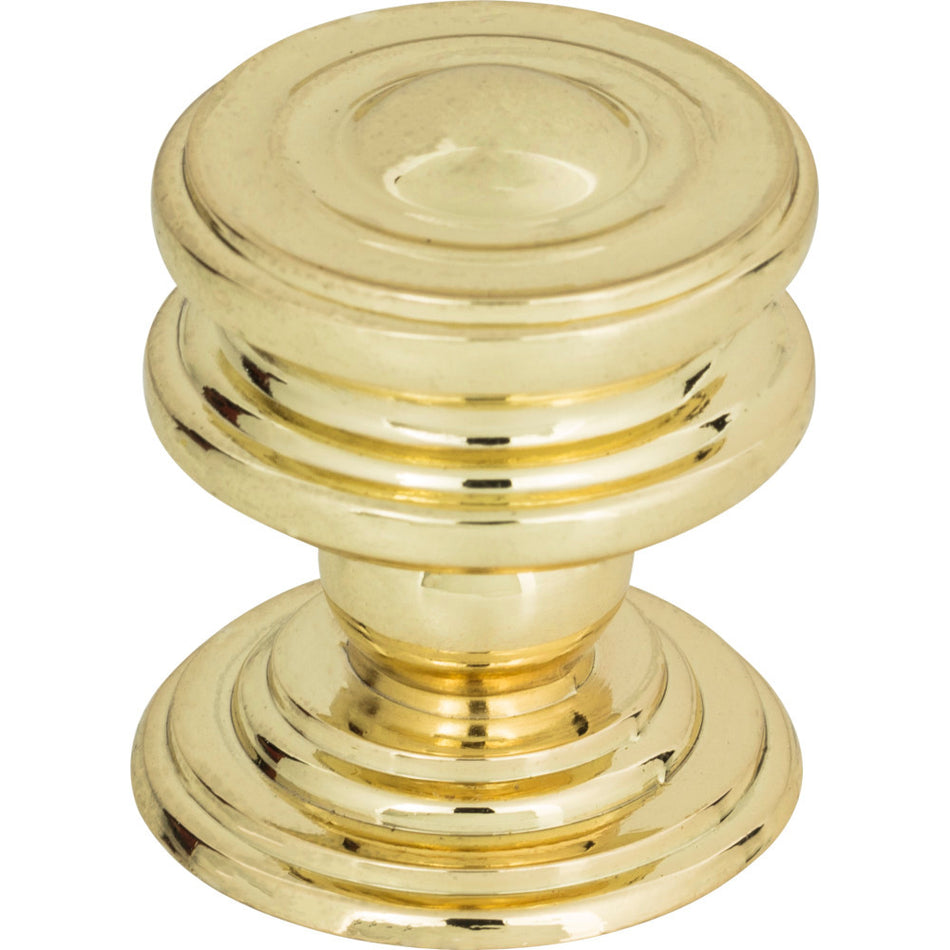 Atlas 376-PB: 1-1/4" Campaign Round Cabinet Knob - Polished Brass