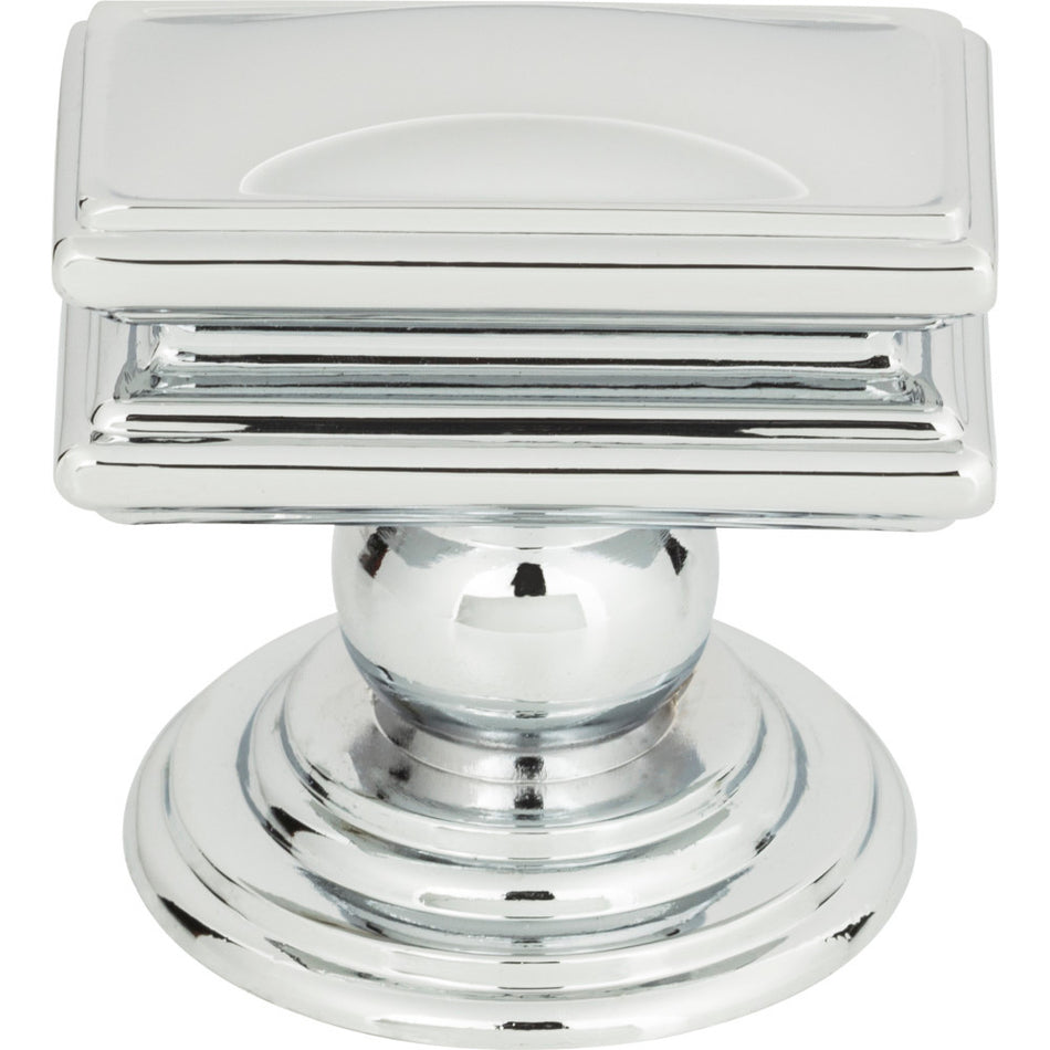 Atlas 377-CH: 1-1/2" Campaign Rectangle Cabinet Knob - Polished Chrome