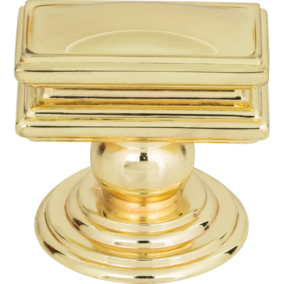 Atlas 377-PB: 1-1/2" Campaign Rectangle Cabinet Knob - Polished Brass