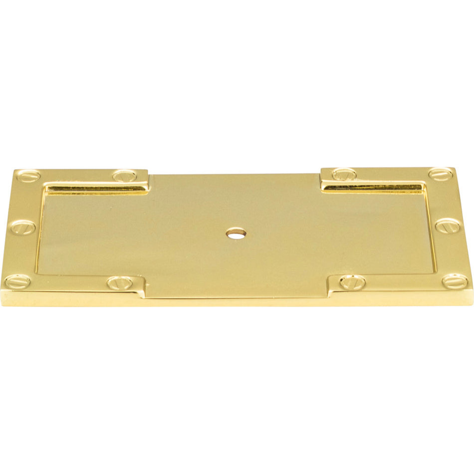 Atlas 378-PB: 3-11/16" Campaign L-Bracket Backplate - Polished Brass