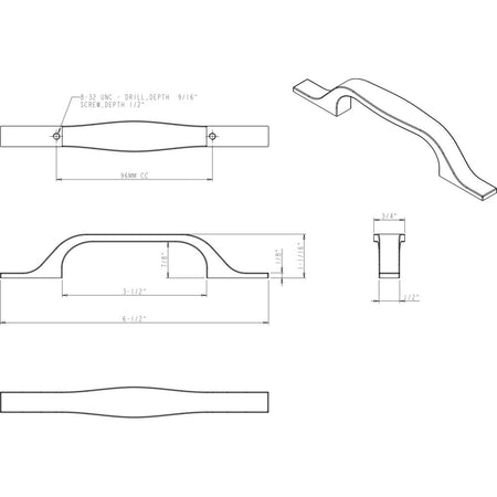 Elements 382-96BNBDL: 96 mm cc Cosgrove Handle Cabinet Pull - Brushed Pewter